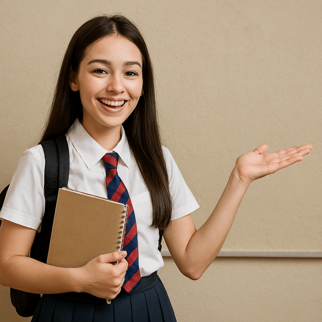a cheerful school gi